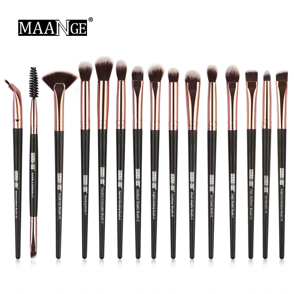 MAANGE 15pcs Eye Makeup Brushes Set Fan shaped