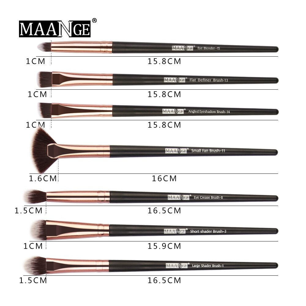 MAANGE 15pcs Eye Makeup Brushes Set Fan shaped