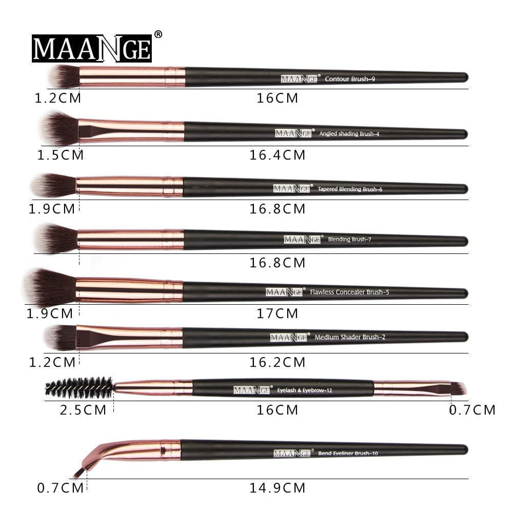 MAANGE 15pcs Eye Makeup Brushes Set Fan shaped