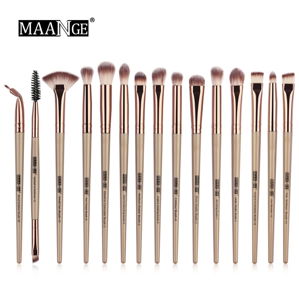 MAANGE 15pcs Eye Makeup Brushes Set Fan shaped